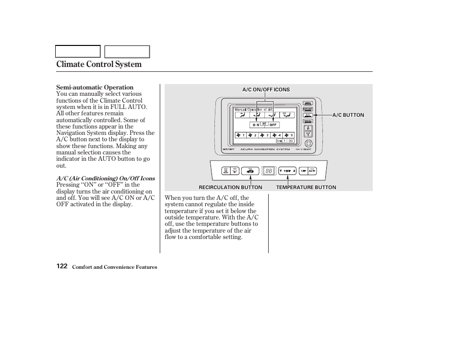 Climate control system | Acura 2002 CL - Owner's Manual User Manual | Page 125 / 335