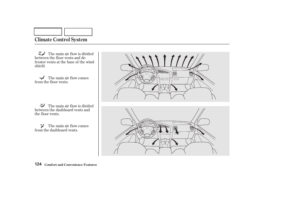 Climate control system | Acura 2002 CL - Owner's Manual User Manual | Page 127 / 335