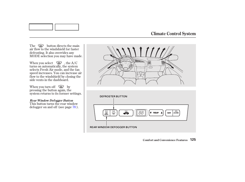 Climate control system | Acura 2002 CL - Owner's Manual User Manual | Page 128 / 335