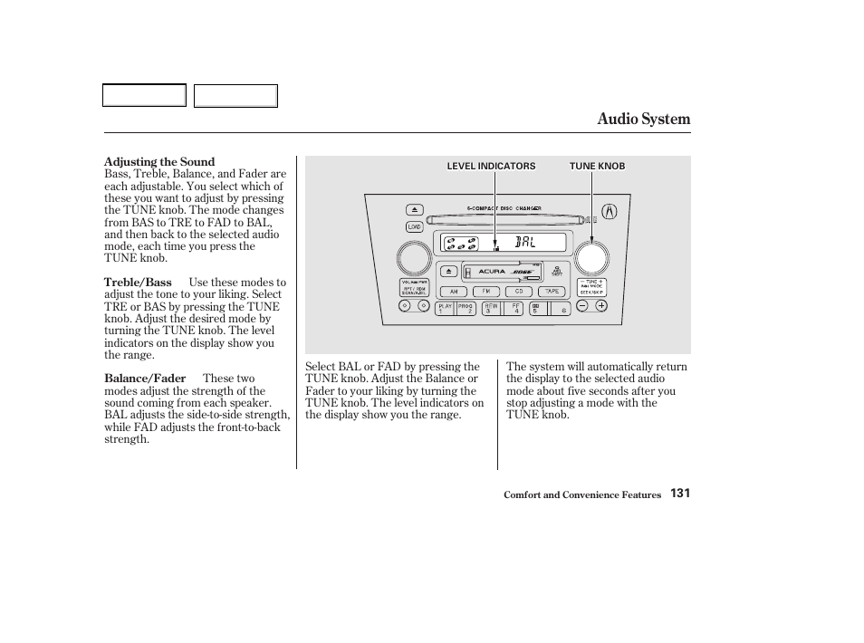 Audio system | Acura 2002 CL - Owner's Manual User Manual | Page 134 / 335