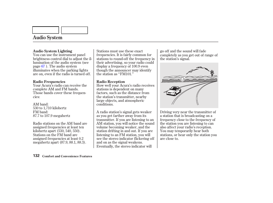 Audio system | Acura 2002 CL - Owner's Manual User Manual | Page 135 / 335