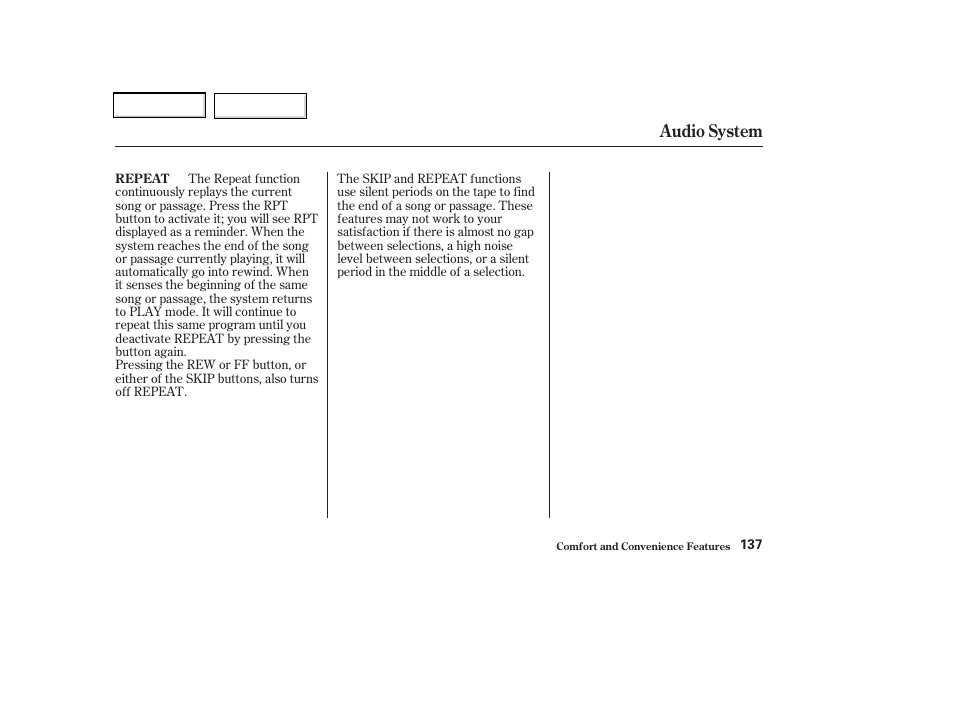 Audio system | Acura 2002 CL - Owner's Manual User Manual | Page 140 / 335