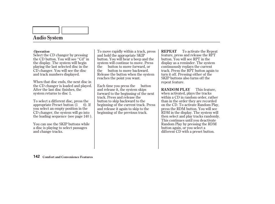 Audio system | Acura 2002 CL - Owner's Manual User Manual | Page 145 / 335