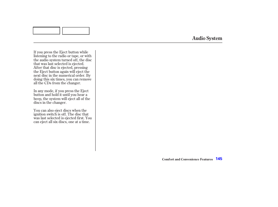 Audio system | Acura 2002 CL - Owner's Manual User Manual | Page 148 / 335