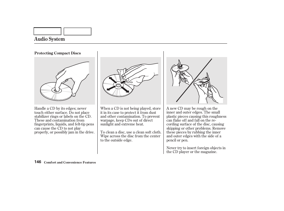 Audio system | Acura 2002 CL - Owner's Manual User Manual | Page 149 / 335