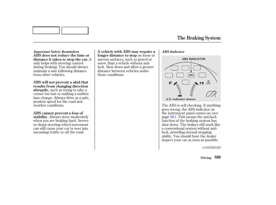 The braking system | Acura 2002 CL - Owner's Manual User Manual | Page 192 / 335