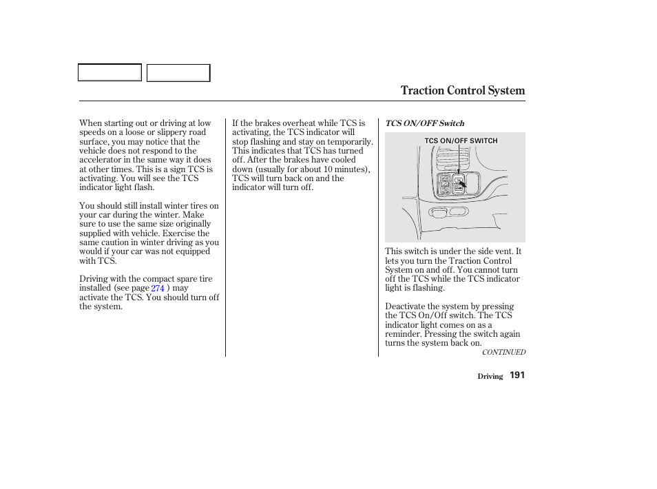 Traction control system | Acura 2002 CL - Owner's Manual User Manual | Page 194 / 335