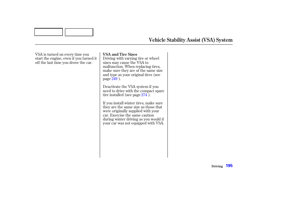 Vehicle stability assist (vsa) system | Acura 2002 CL - Owner's Manual User Manual | Page 198 / 335