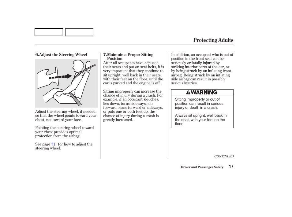 Protecting adults | Acura 2002 CL - Owner's Manual User Manual | Page 20 / 335