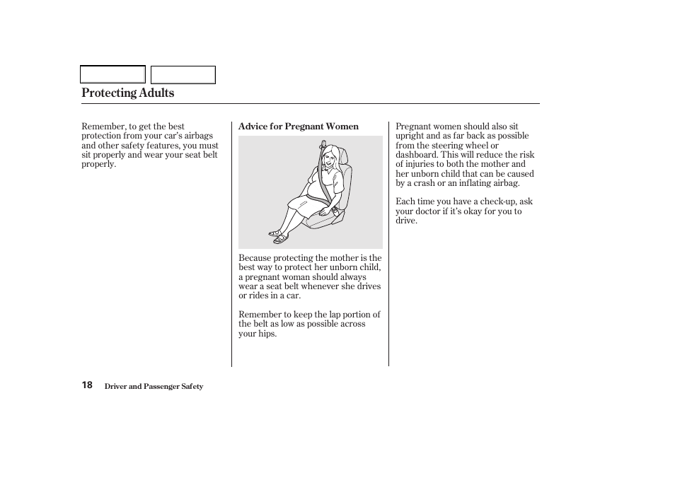 Protecting adults | Acura 2002 CL - Owner's Manual User Manual | Page 21 / 335