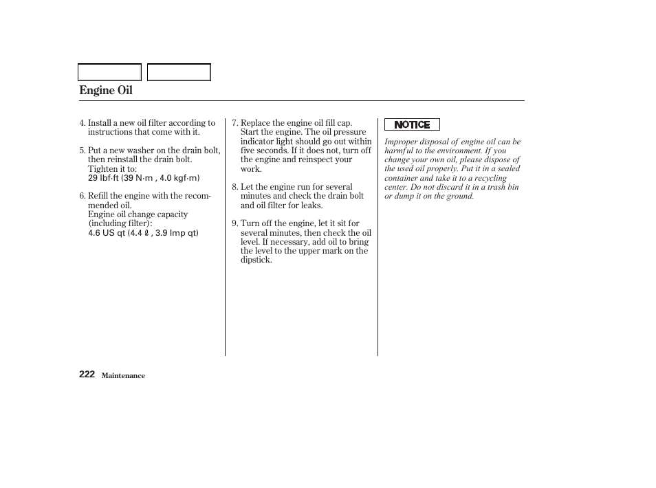 Engine oil | Acura 2002 CL - Owner's Manual User Manual | Page 225 / 335