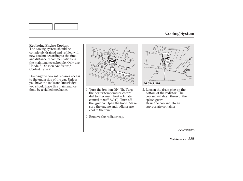 Cooling system | Acura 2002 CL - Owner's Manual User Manual | Page 228 / 335