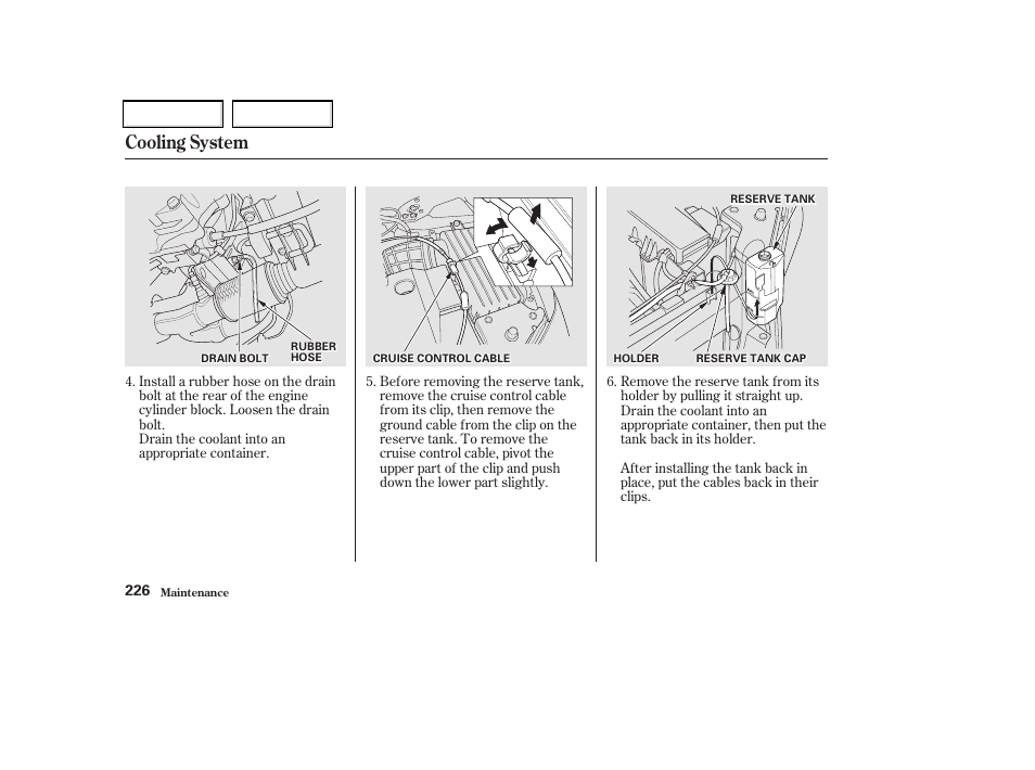 Cooling system | Acura 2002 CL - Owner's Manual User Manual | Page 229 / 335