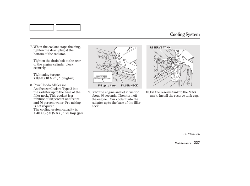 Cooling system | Acura 2002 CL - Owner's Manual User Manual | Page 230 / 335