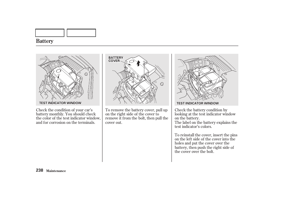 Battery | Acura 2002 CL - Owner's Manual User Manual | Page 241 / 335