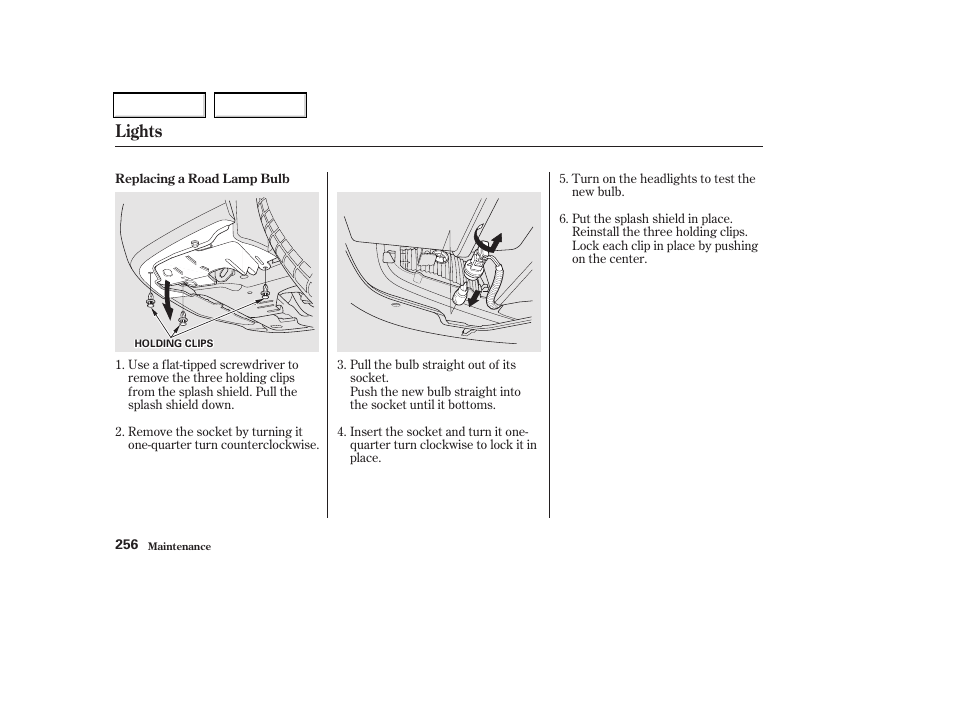 Lights | Acura 2002 CL - Owner's Manual User Manual | Page 259 / 335