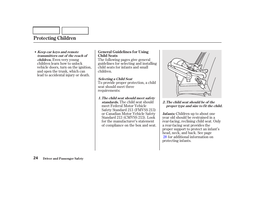 Protecting children | Acura 2002 CL - Owner's Manual User Manual | Page 27 / 335