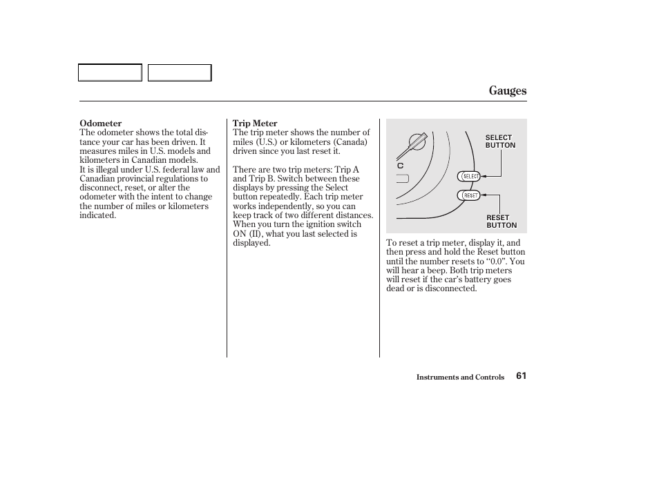 Gauges | Acura 2002 CL - Owner's Manual User Manual | Page 64 / 335