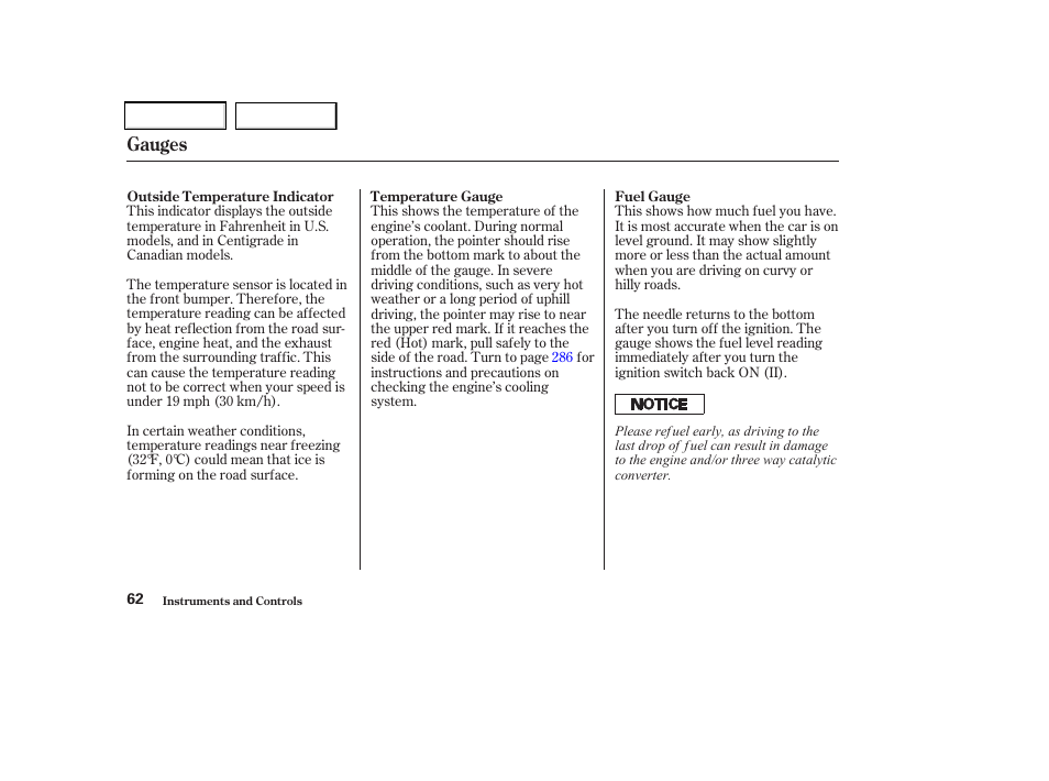 Gauges | Acura 2002 CL - Owner's Manual User Manual | Page 65 / 335