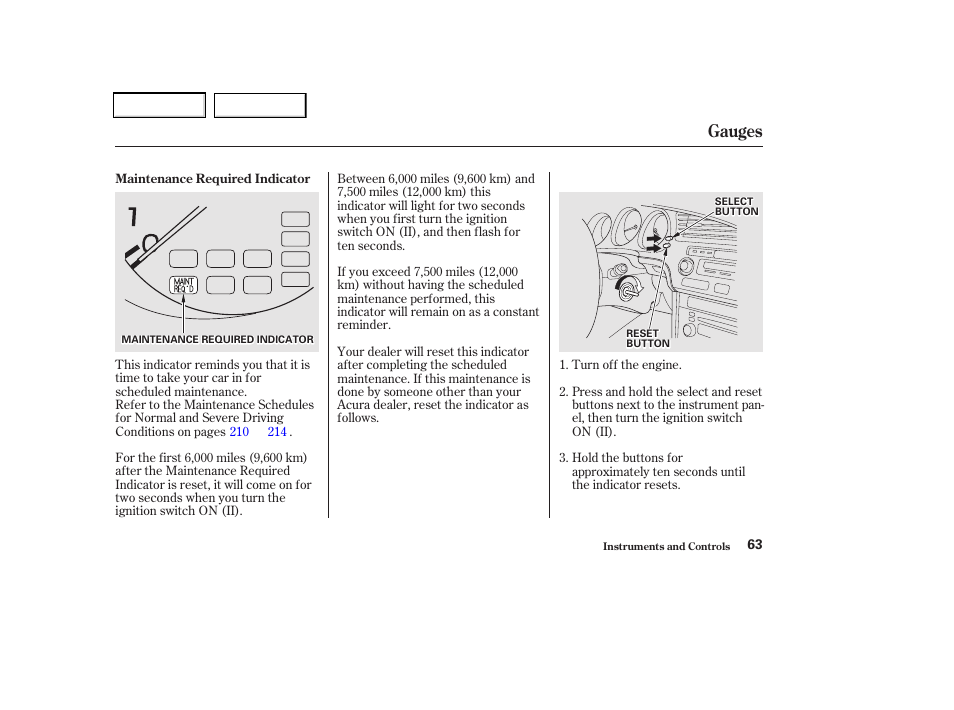 Gauges | Acura 2002 CL - Owner's Manual User Manual | Page 66 / 335