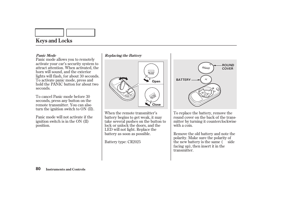 Keys and locks | Acura 2002 CL - Owner's Manual User Manual | Page 83 / 335