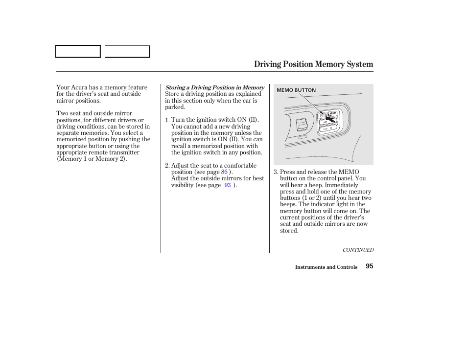 Acura 2002 CL - Owner's Manual User Manual | Page 98 / 335