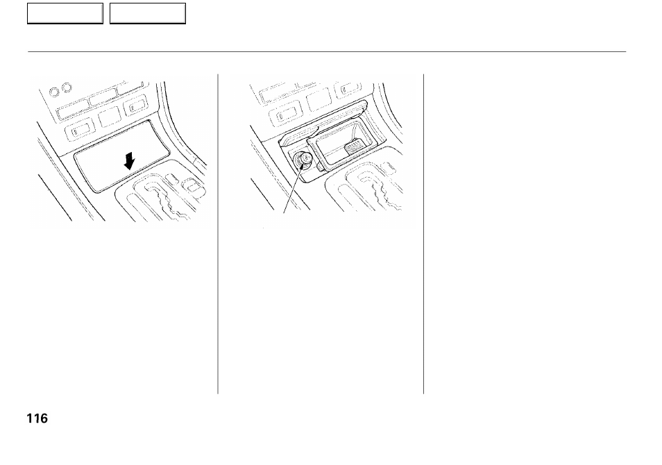 Cigarette lighter | Acura 2001 RL - Owner's Manual User Manual | Page 119 / 333