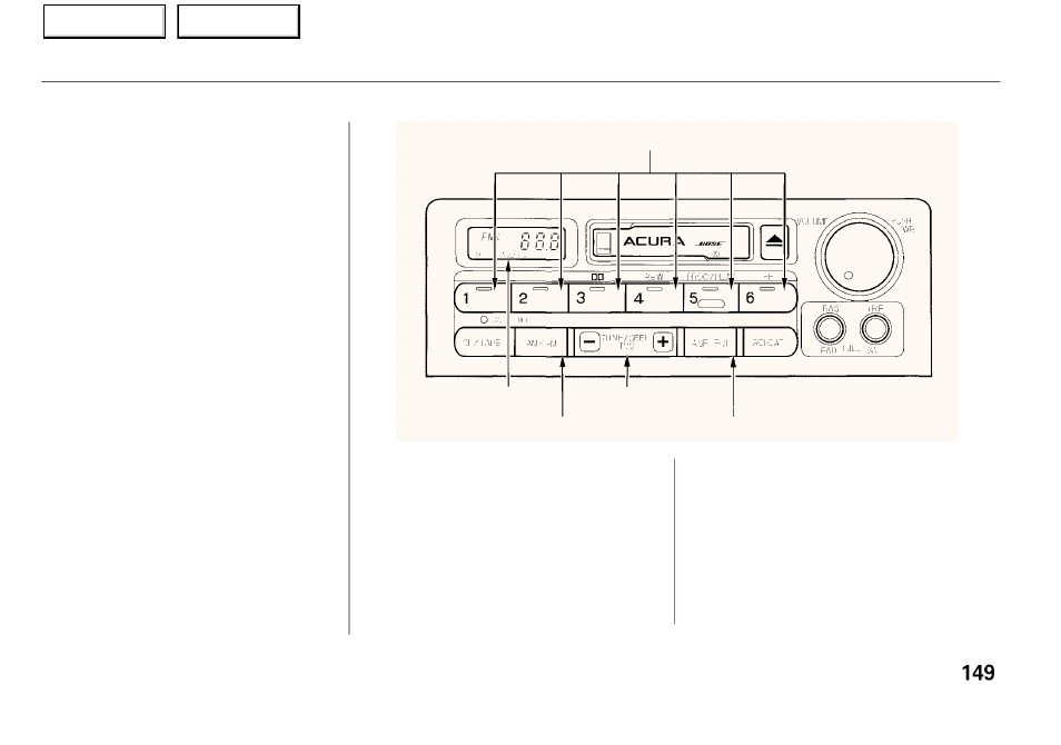 Audio system | Acura 2001 RL - Owner's Manual User Manual | Page 152 / 333