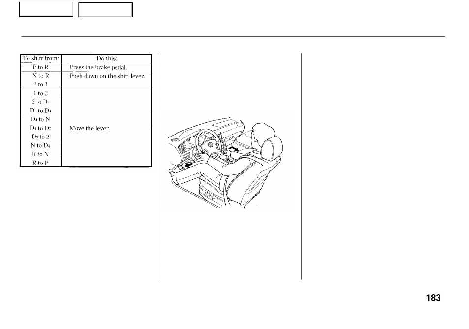 Automatic transmission | Acura 2001 RL - Owner's Manual User Manual | Page 186 / 333