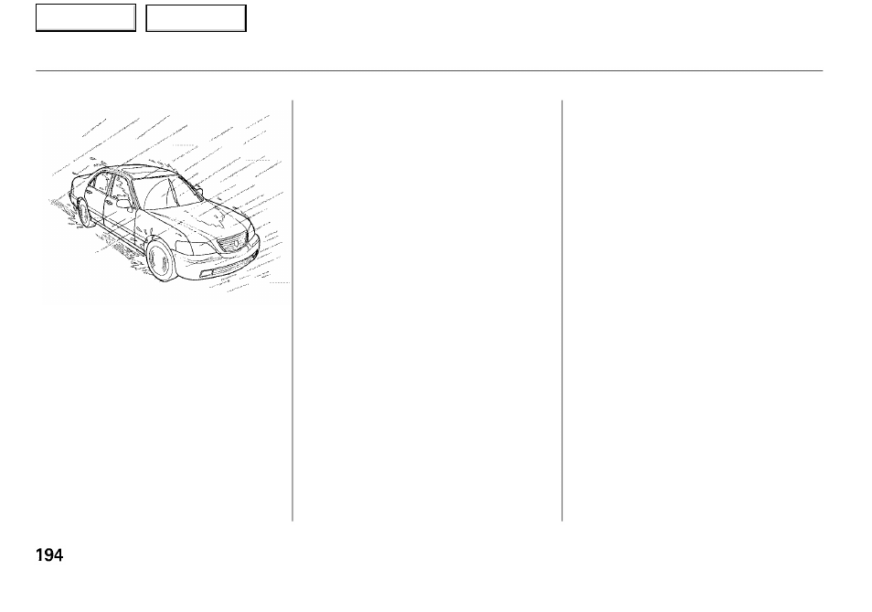 Driving in bad weather | Acura 2001 RL - Owner's Manual User Manual | Page 197 / 333