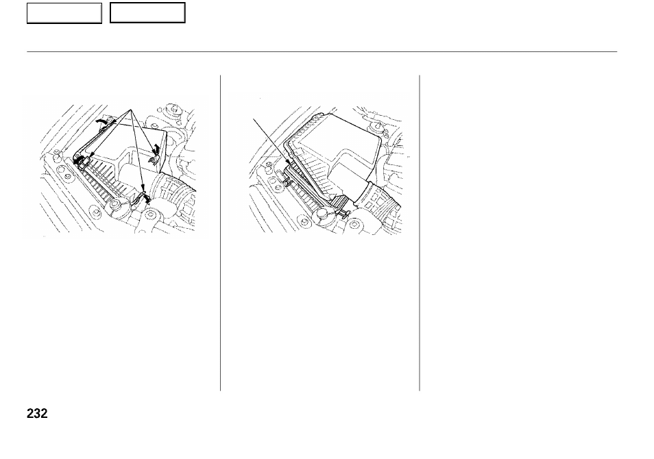 Air cleaner element | Acura 2001 RL - Owner's Manual User Manual | Page 235 / 333