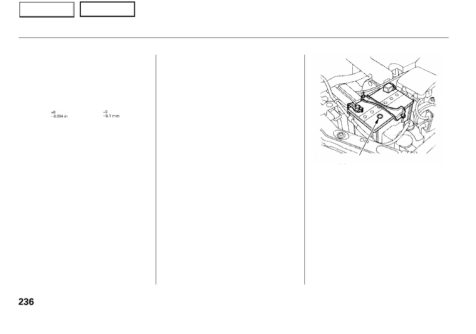 Spark plugs, battery | Acura 2001 RL - Owner's Manual User Manual | Page 239 / 333