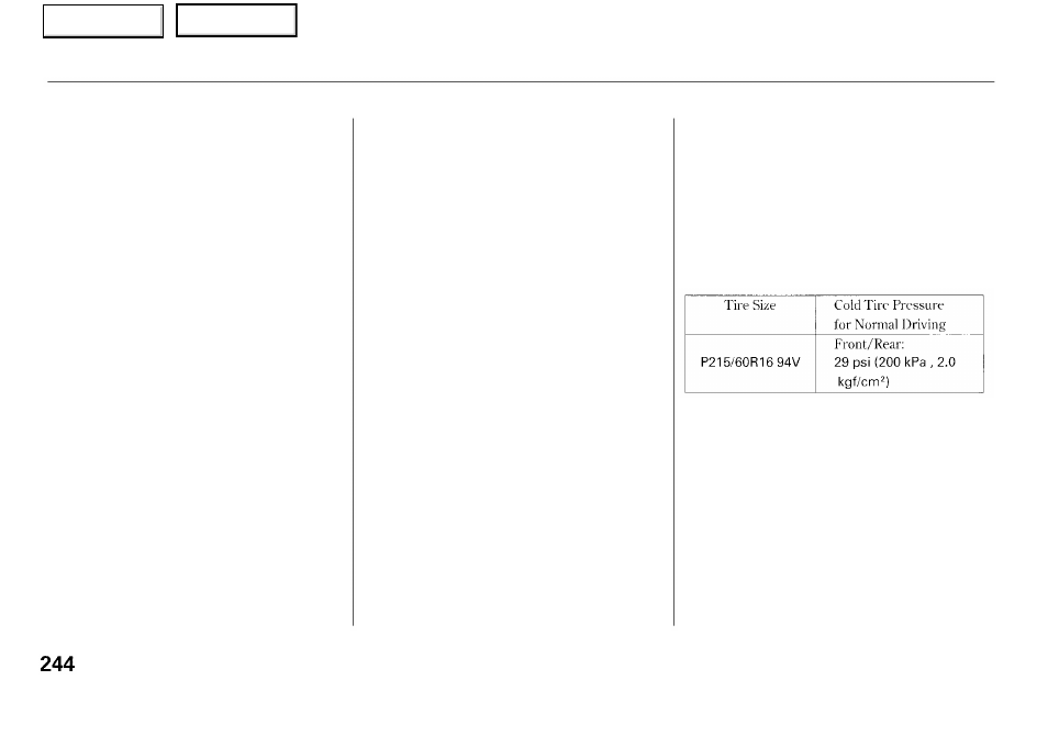 Tires | Acura 2001 RL - Owner's Manual User Manual | Page 247 / 333