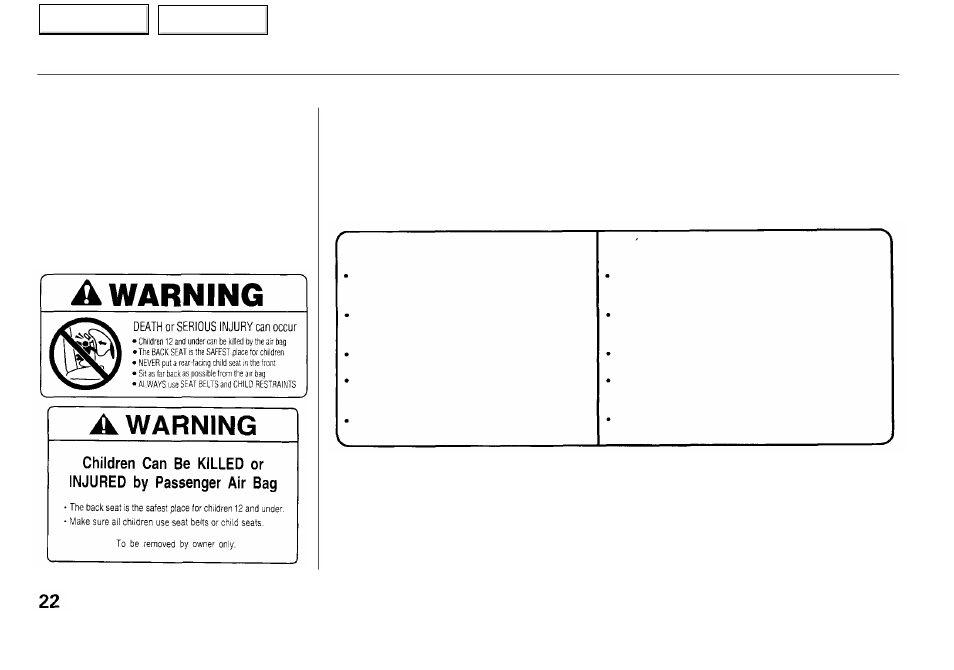 Protecting children | Acura 2001 RL - Owner's Manual User Manual | Page 25 / 333