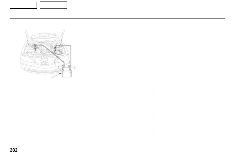 Jump starting | Acura 2001 RL - Owner's Manual User Manual | Page 285 / 333