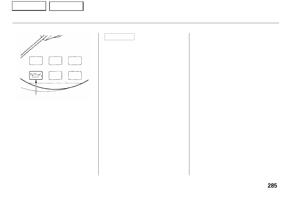 Low oil pressure indicator | Acura 2001 RL - Owner's Manual User Manual | Page 288 / 333