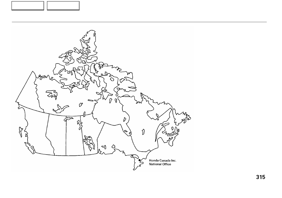 Canada zone office map | Acura 2001 RL - Owner's Manual User Manual | Page 318 / 333