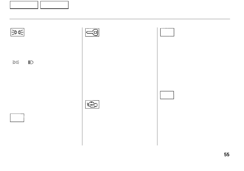 Indicator lights | Acura 2001 RL - Owner's Manual User Manual | Page 58 / 333