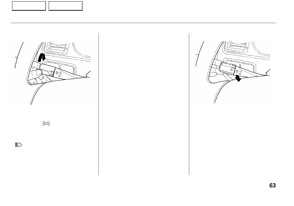 Controls near the steering wheel | Acura 2001 RL - Owner's Manual User Manual | Page 66 / 333