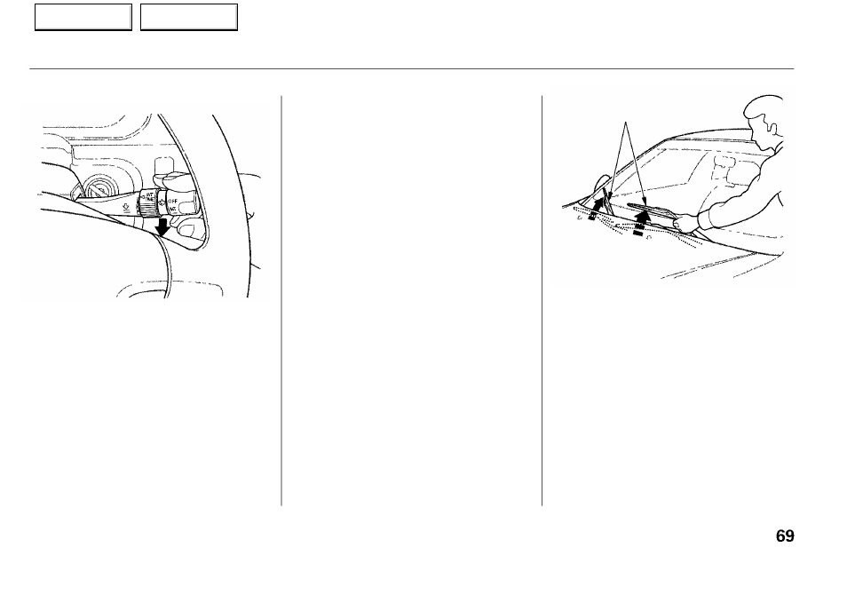 Controls near the steering wheel | Acura 2001 RL - Owner's Manual User Manual | Page 72 / 333