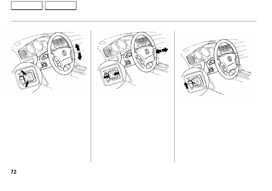 Controls near the steering wheel | Acura 2001 RL - Owner's Manual User Manual | Page 75 / 333