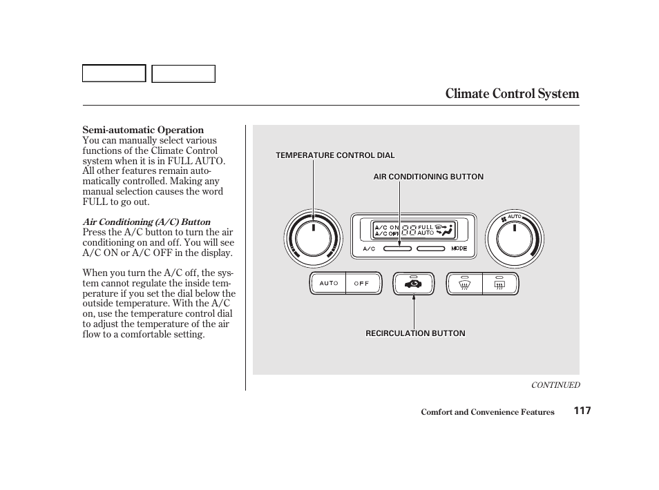 Climate control system | Acura 2001 TL - Owner's Manual User Manual | Page 120 / 319