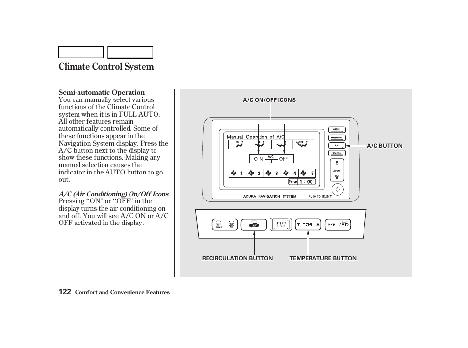 Climate control system | Acura 2001 TL - Owner's Manual User Manual | Page 125 / 319