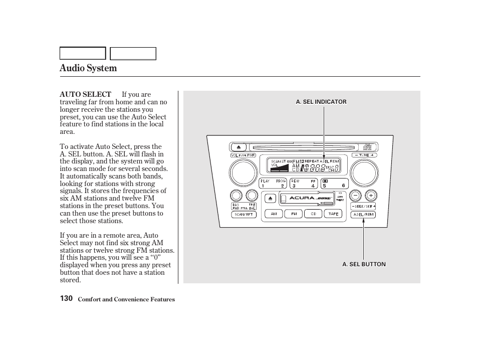 Audio system | Acura 2001 TL - Owner's Manual User Manual | Page 133 / 319