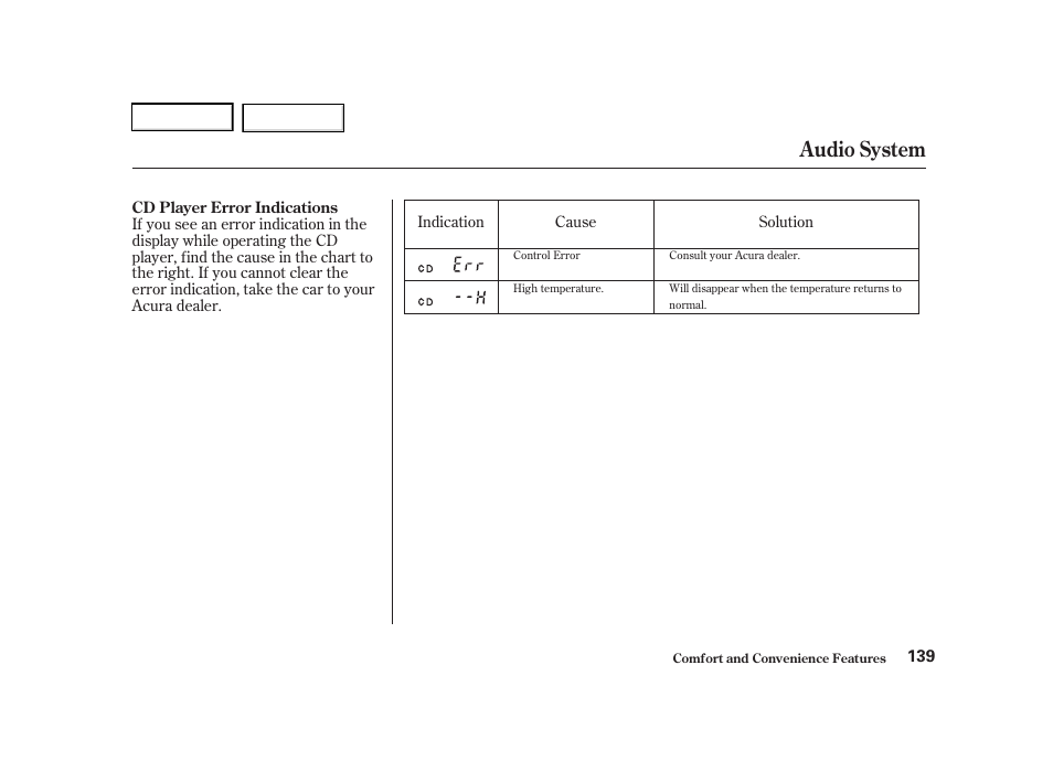 Audio system | Acura 2001 TL - Owner's Manual User Manual | Page 142 / 319