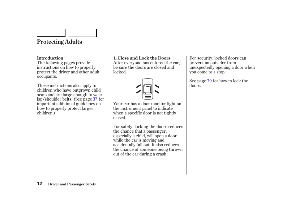 Protecting adults | Acura 2001 TL - Owner's Manual User Manual | Page 15 / 319