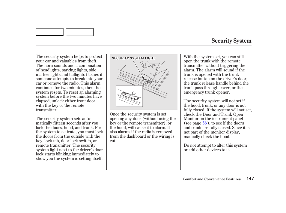 Security system | Acura 2001 TL - Owner's Manual User Manual | Page 150 / 319