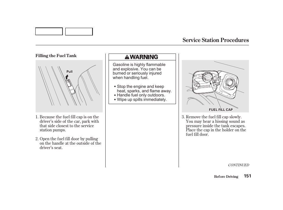 Service station procedures | Acura 2001 TL - Owner's Manual User Manual | Page 154 / 319