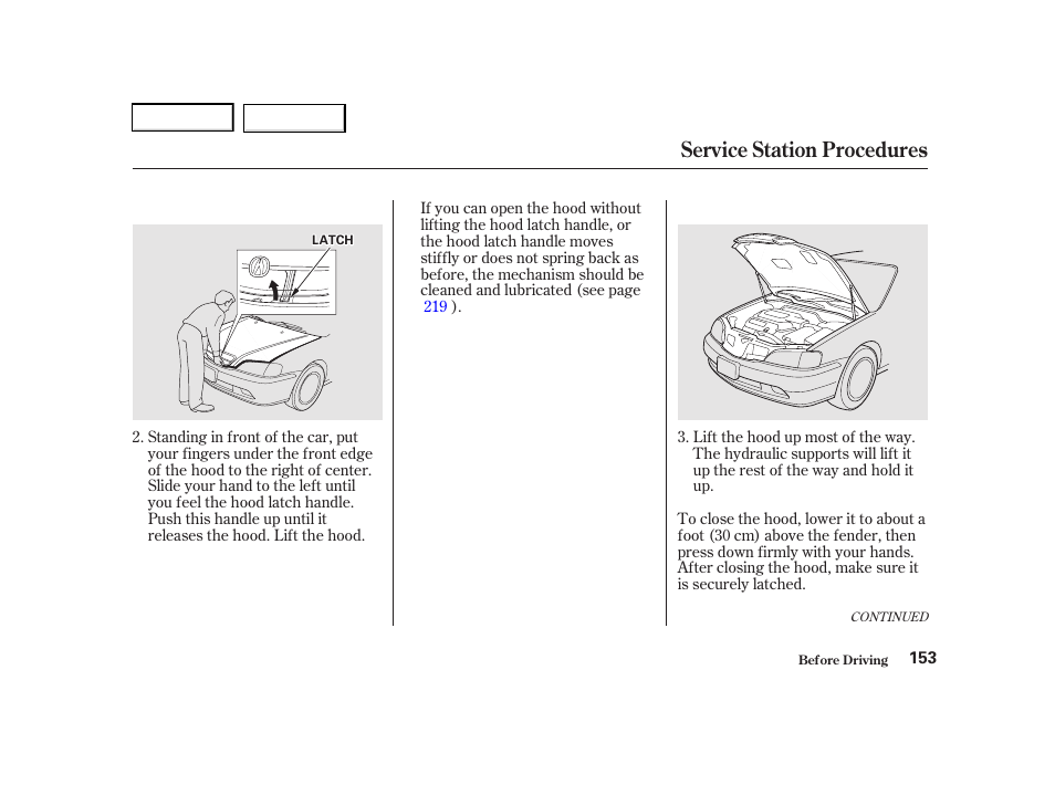 Service station procedures | Acura 2001 TL - Owner's Manual User Manual | Page 156 / 319