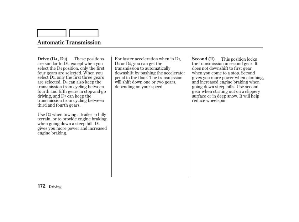 Automatic transmission | Acura 2001 TL - Owner's Manual User Manual | Page 175 / 319